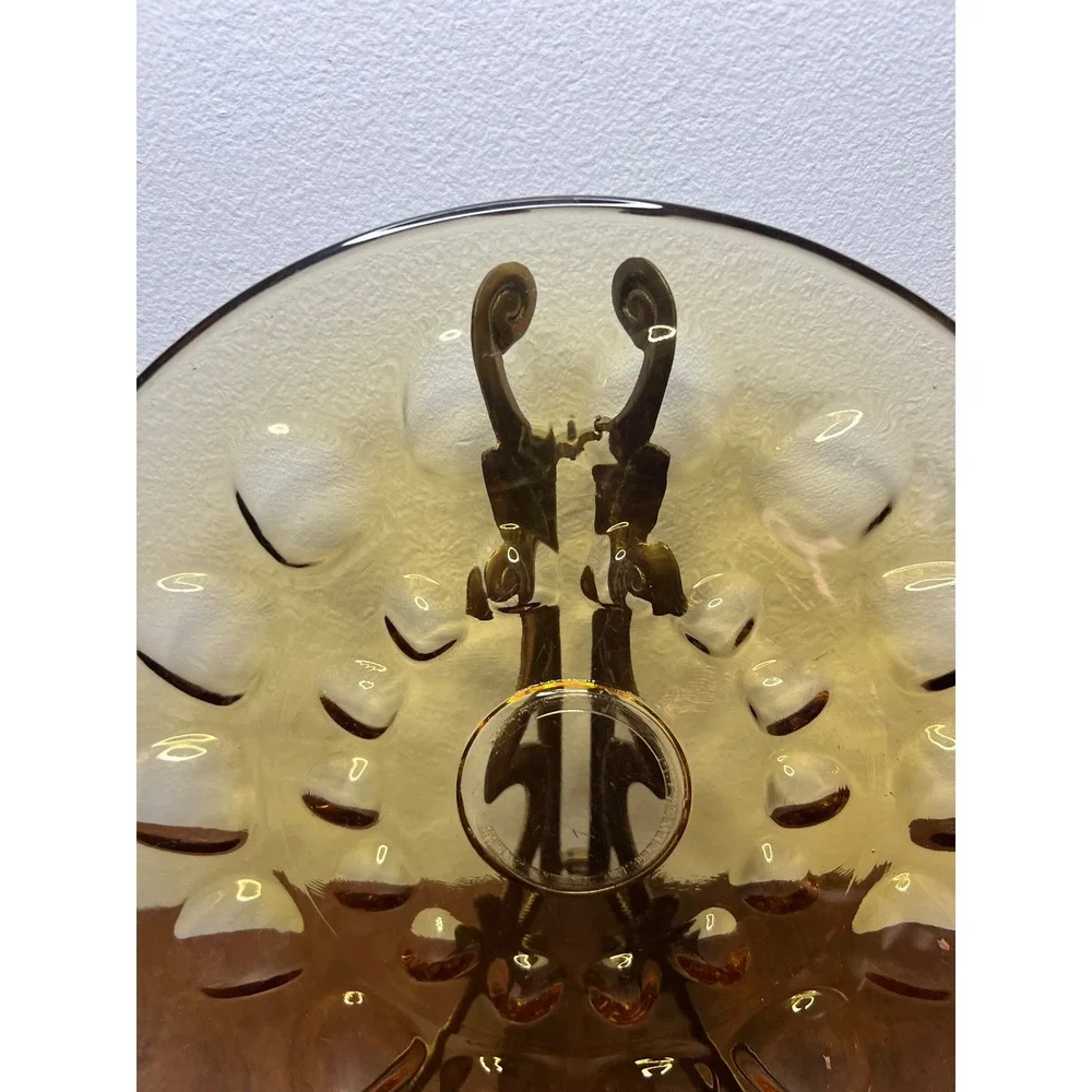 Hazel-Atlas Plate Reflection Glass Mid Century Amber Thumbprint 10-inch Vintage